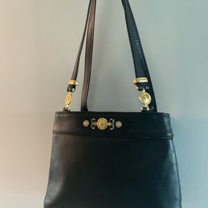 Gianni Versace black leather shoulder bag
